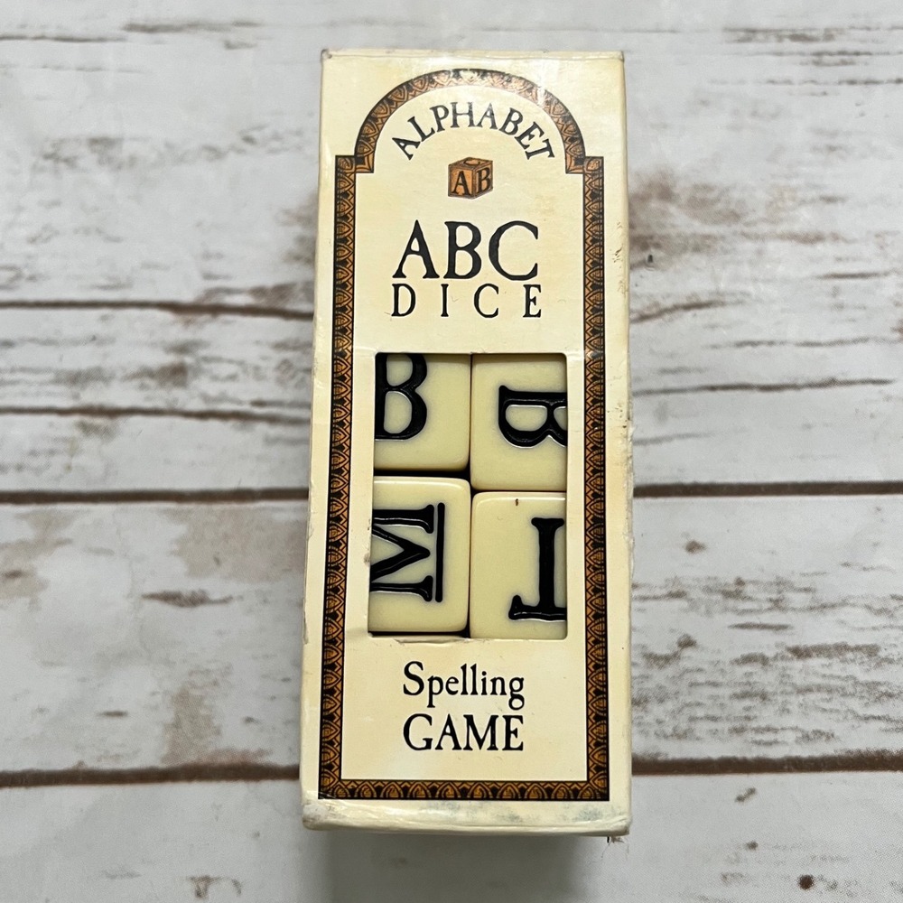 Collective Wisdom ABC Dice Spelling Game‎ Cream Black 8 Piece Set One Size